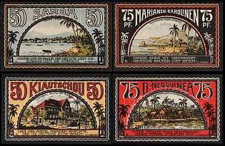 1922 'Lost Colonies' German Colonies, Germany, Emergency Money, Pictorial Labels, Samoa, Kiautschou, German New Guinea and Mariana Islands-Caroline Islands