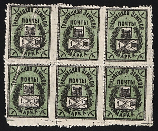 1906 1k Gryazovets Zemstvo, Block 3x2, All 6 Types, 'Accordion', Foldover
