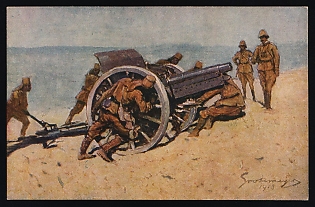 'Howitzer in Firing Position in German East Africa' East Africa, German Colonies, Germany, Colonial Warriors’ Donation Fundraising Picture Postcard with donation handstamp