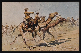 'Camel Rider' German South West Africa, German Colonies, Germany, Colonial Warriors’ Donation Fundraising Picture Postcard with donation handstamp
