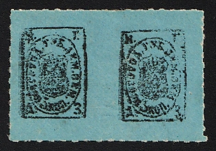1868 3k Demyansk Zemstvo, Horizontal Pair, Imperforate Between Stamps