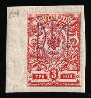 1918 3k Kiev (Kyiv) Type 2g, Ukrainian Tridents, Ukraine, Margin
