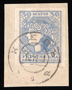 1918 30sh on Piece, Ukrainian People's Republic, Ukraine, Kiev (Kyiv) Postmark