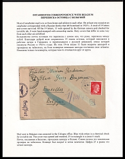 1943 (12 Oct) Third Reich, Germany, Cover from a Forced Laborer in Mainz to Brussels in Occupied Belgium, Chemically Tested for Invisible Ink, Opened by Censor with Official Third Reich Censorship Seal and Postmark