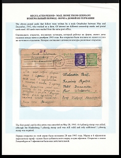 1943 (28 May) Third Reich, Germany, Postcard of a Forced Laborer in Agriculture from Dannenberg to Kamianets-Podilskyi (Ukraine), Black Ab Censorship Postmark from Foreign Mail Censorship Office Berlin  (Auslandsbriefprüfstelle Berlin)