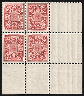 1902-16 10k Zolotonosha Zemstvo, Marginal Corner Block of Four