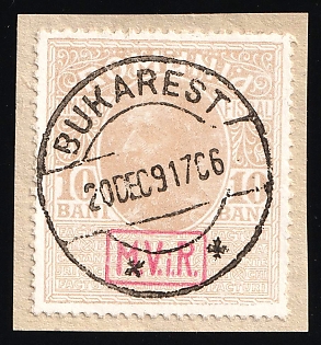 1917 10b Romania on piece, German Occupation, Germany