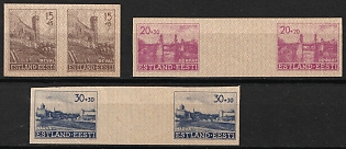 1941 Estonia, German Occupation, Germany, Imperforate, Gutter-Pairs and Pair