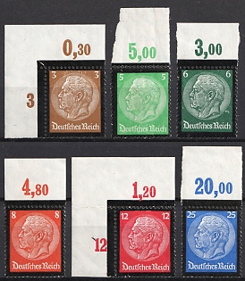 1934 Third Reich, Germany, Complete Set, Margins, Plate Numbers