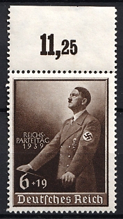 1939 6pf Third Reich, Germany, Complete Set, Margin, Plate Number