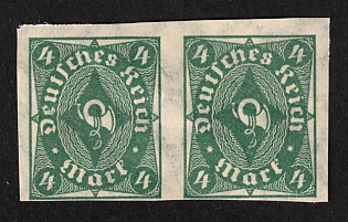 1922 4m Weimar Republic, Germany, Imperforate, Pair, Signed