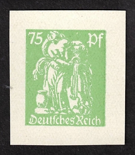 1922, 75 Pf, Weimar Republic, Germany, Rare Proof