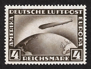 1928 4m Zeppelin, Weimar Republic, Germany, Signed