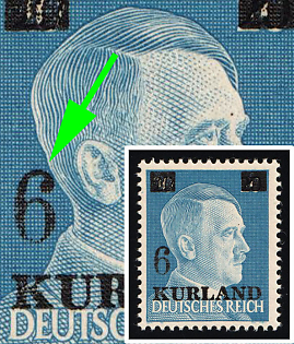 1945 6pf on 20pf Courland (Kurland), German Occupation, Germany, Value digit '6' narrower