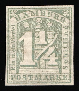 1864 1 1/4s Hamburg, German States, Germany