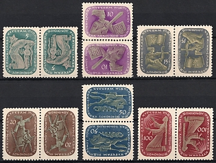 1953 Underground Couriers and Messengers, Ukraine, Underground Post, Complete Set, Watermark, Tete-beche Pairs, Feduk #160-165