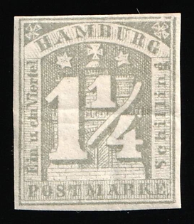1864 1 1/4s Hamburg, German States, Germany