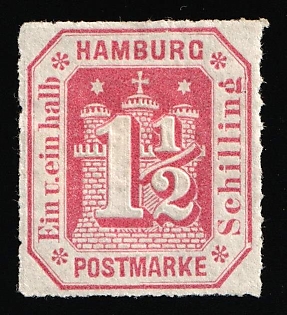 1866 1 1/2s Hamburg, German States, Germany