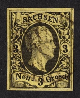1851 3NGr Saxony, German States, Germany, Plate Break in the Printed Image, Certificate