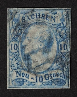 1856 10NGr Saxony, German States, Germany, Signed