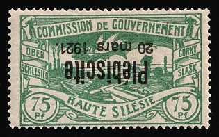 1921 75pf, Joining of Upper Silesia, Germany, INVERTED Overprint, Signed