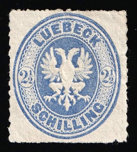 1863-67 2 1/2s Lubeck, German States, Germany