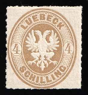 1863-67 4s Lubeck, German States, Germany, Signed