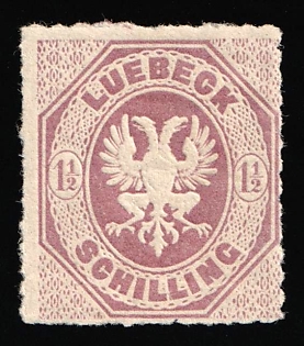 1865 1 1/2s Lubeck, German States, Germany