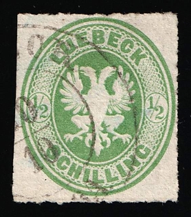1863-67 1/2s Lubeck, German States, Germany, Circular Datestamp, Signed