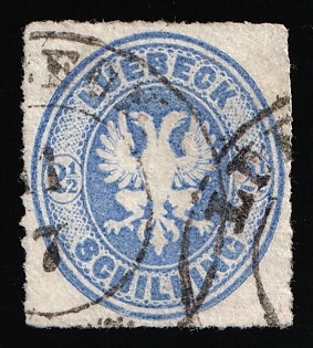 1863-67 2 1/2s Lubeck, German States, Germany, Circular Datestamps, Signed