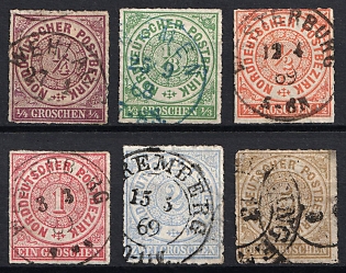 1868 North German Confederation, German States, Germany, Complete Set, Circular Datestamps, Signed