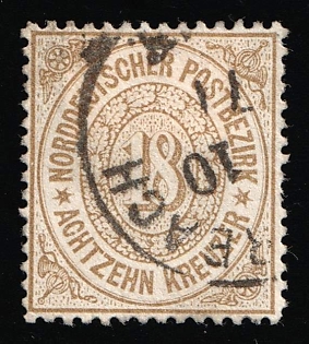 1869 18kr North German Confederation, German States, Germany, Signed, Certificate, Circular Datestamp