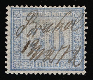 1869 30gr North German Confederation, German States, Germany, Pen Cancel