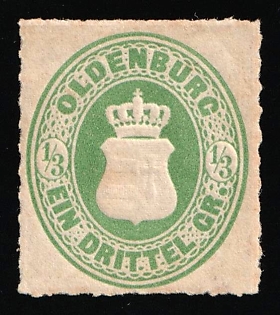 1867 1/3gr Oldenburg, German States, Germany, Signed