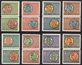 1954 Marian Year 1954, Ukraine, Underground Post, Complete Set, Watermark, Tete-beche Pairs, Feduk #261-268