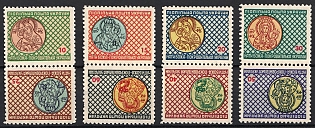1954 Marian Year 1954, Ukraine, Underground Post, Complete Set, Watermark, Se-tenant, Tete-beche Pairs, Feduk #261-268