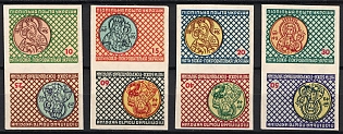 1954 Marian Year 1954, Ukraine, Underground Post, Complete Set, Watermark, Imperforate Se-tenant, Tete-beche Pairs, Feduk #261-268