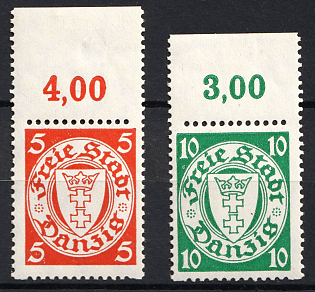 1932 Danzig Gdansk, Germany, Complete Set, Plate Numbers
