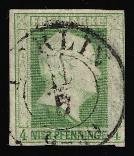 1856 4pf Prussia, German States, Germany, Circular Datestamp