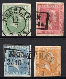 1858 Prussia, German States, Germany, Rectangular and Circular Datestamps