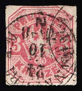1867 3kr Prussia, German States, Germany, Circular Datestamps, Signed