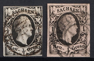 1851 Saxony, German States, Germany, Circular Cancellations