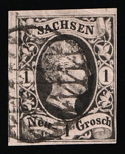 1851 1ngr Saxony, German States, Germany, Circular Cancellation