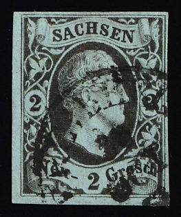 1851 2ngr Saxony, German States, Germany, Circular Datestamp