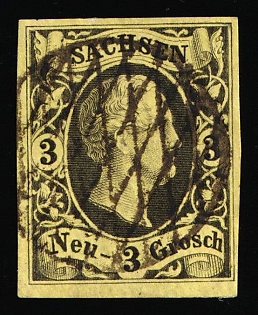 1851 3ngr Saxony, German States, Germany, Circular Cancellation
