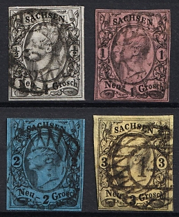 1855-63 Saxony, German States, Germany, Complete Set, Circular Cancellations