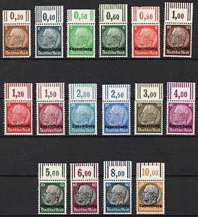 1940 Luxembourg, German Occupation, Germany, Complete Set, Margins, Plate Numbers