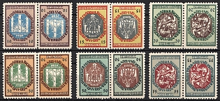 1954 Ukrainian Supreme Liberation Council, 10 Years, Ukraine, Underground Post, Complete Set, Watermark, Tete-beche Pairs, Feduk #305-310