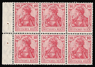 1910 German Empire, Germany, Se-tenant, Zusammendrucke, Block