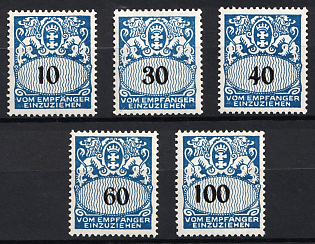 1938 Danzig Gdansk, Germany, Postage Due Stamps, Complete Set